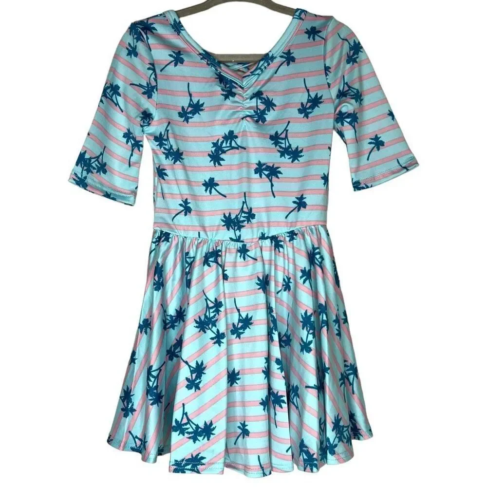 NEW Dot Dot Smile Blue Stripe Palm Tree Ballerina Dress 2T